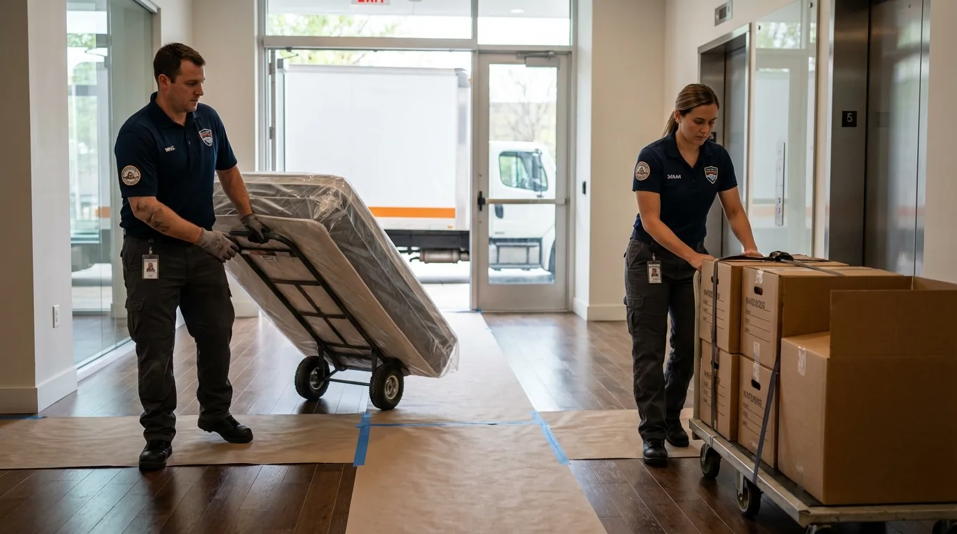 Professional apartment movers loading elevator in Kaneohe, HI